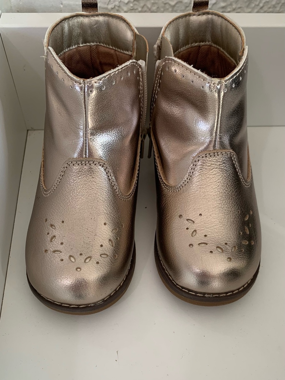 Stride Rite Girls' Rose Gold Metallic Ankle Boots